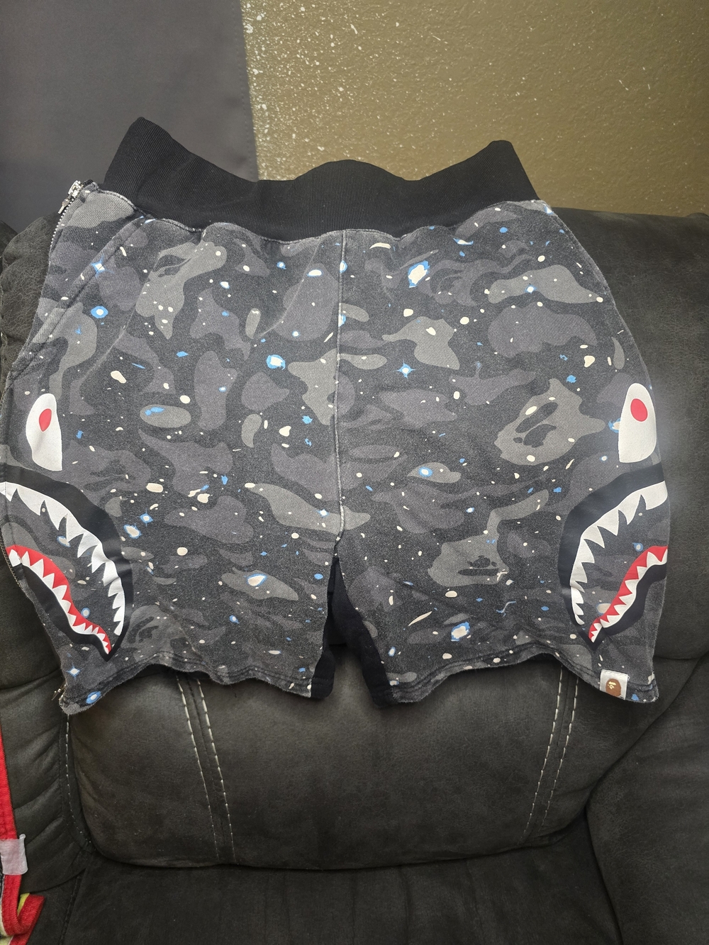 Kids Black Camo Shark-Graphic Pull-On Shorts